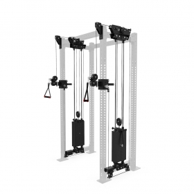 Builder Side-Stack Functional Trainer Set installed on 2' Cross Bar Half Rack
