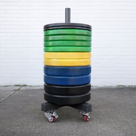 Bumper plate stacker full (can carry (10) 45# bumpers)