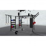 Bars, plates, dumbbells, kettlebells, and other accessories sold separately.