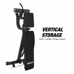 Vertical storage support reduces footprint and saves space
