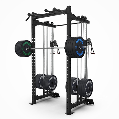 Builder® Half Rack with two Plate-Loaded Functional Trainers